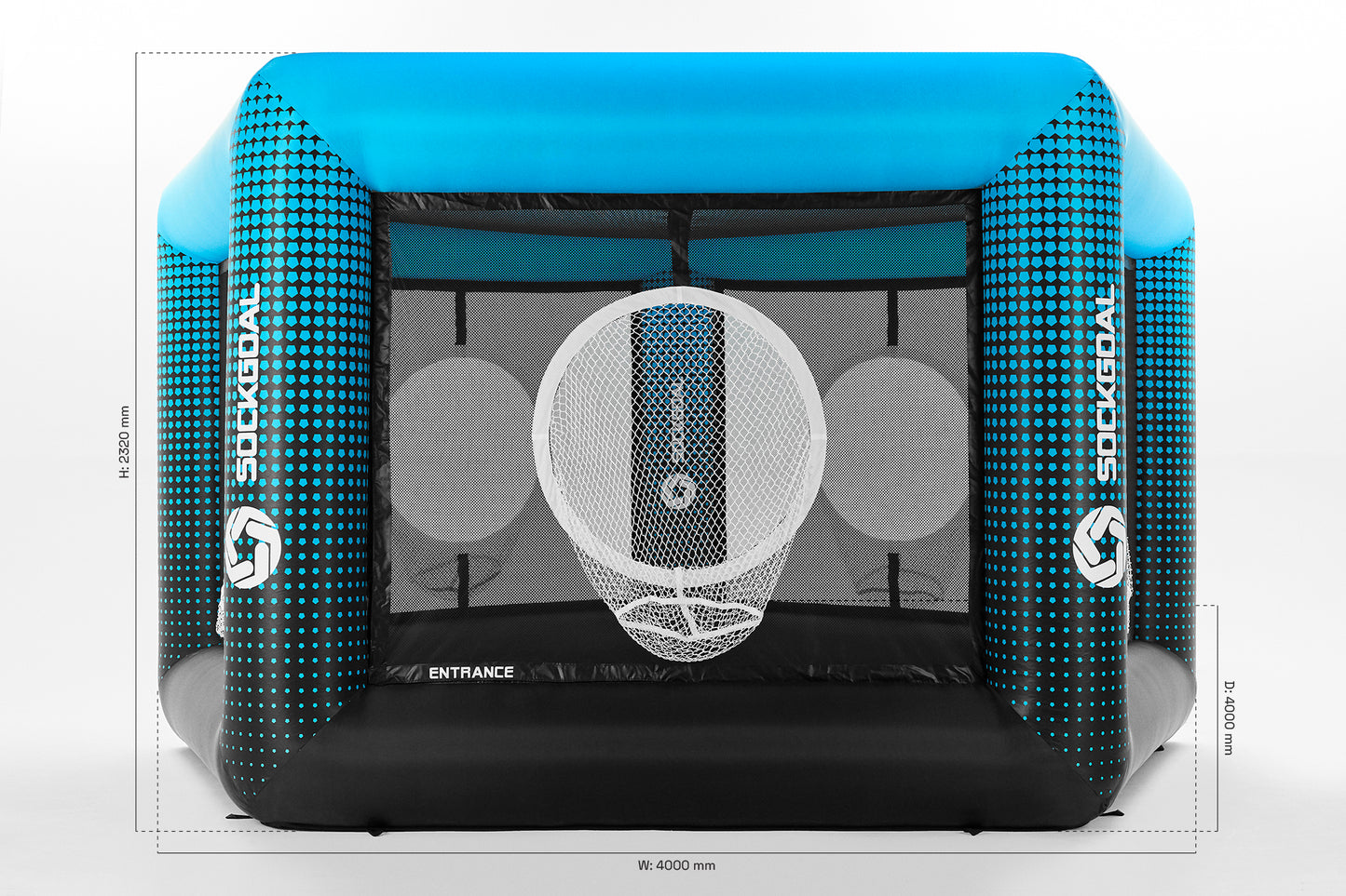 SOCKGOAL HOME Arena JNR studio photo with dimensions labelled