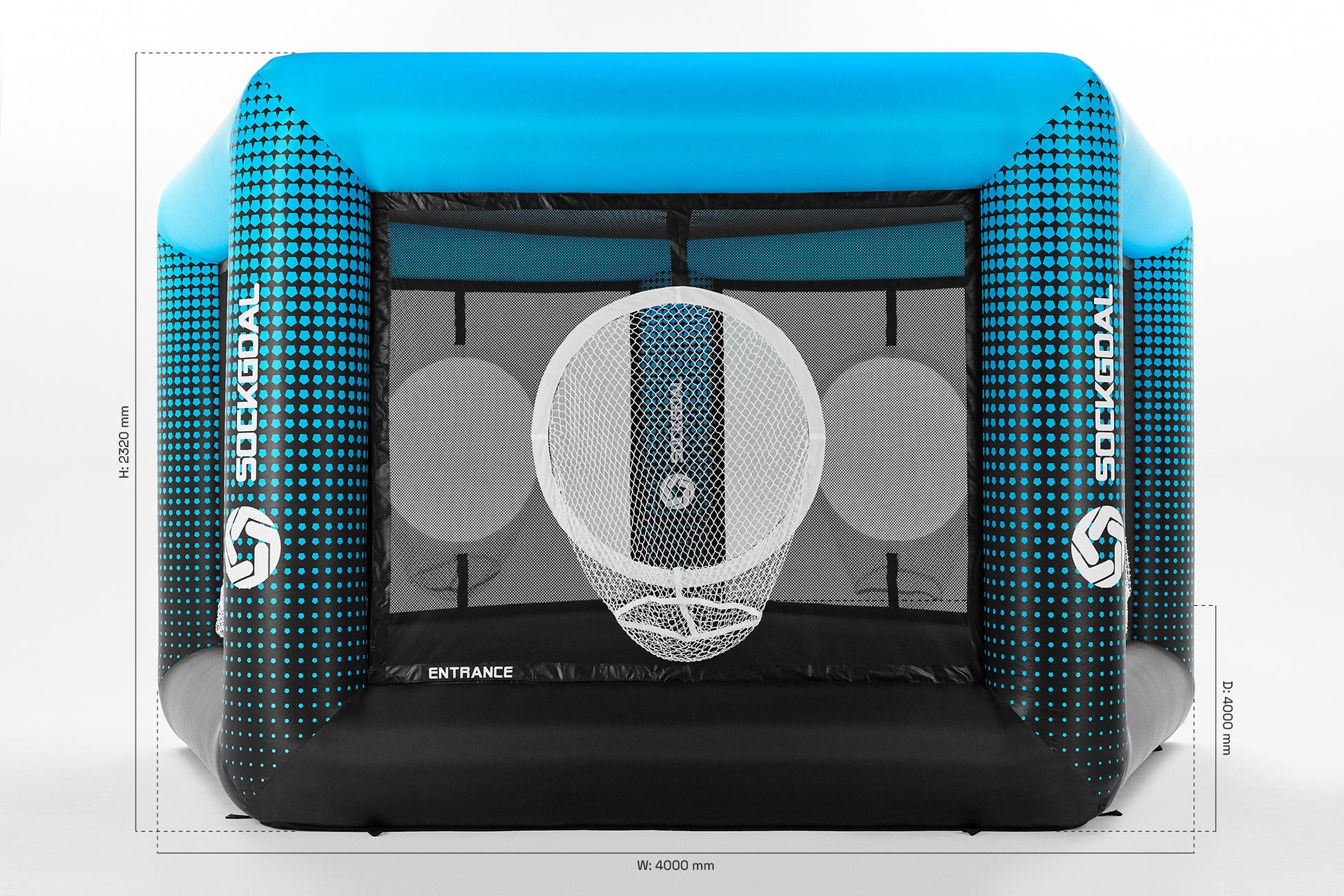 SOCKGOAL HOME Arena JNR studio photo with dimensions labelled